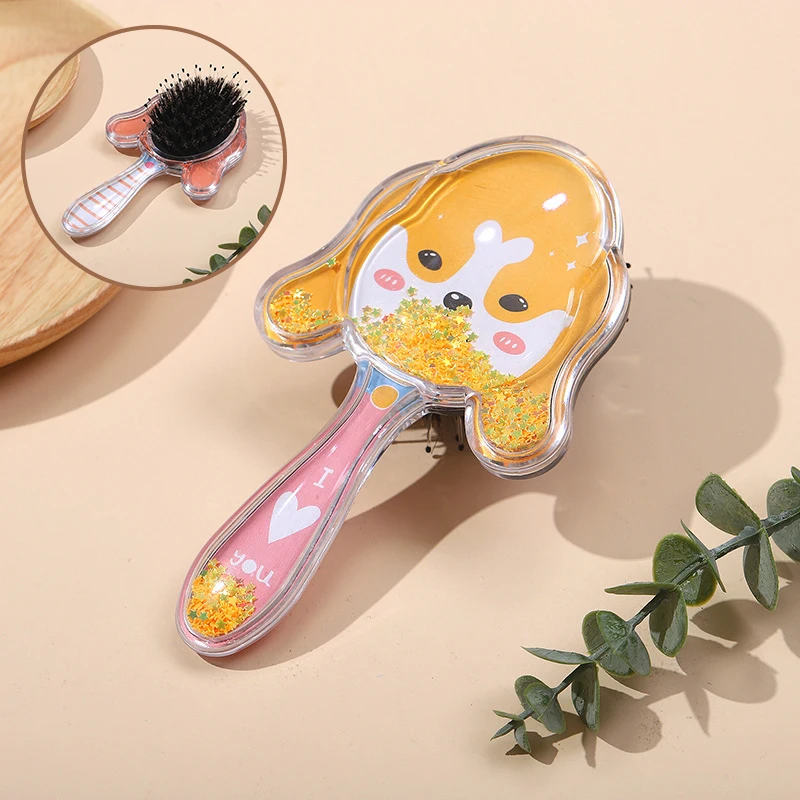 Description Picture 6 of itemCartoon Dog Boar Bristle & Nylon Hair Comb Plating Anti-static Hair Scalp Massage Comb Hairbrush Hair Care Brush Styling Tool