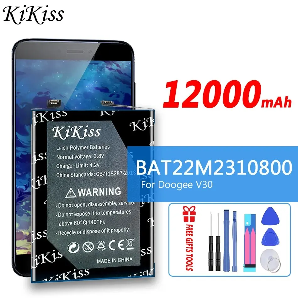 

12000mAh KiKiss Powerful Battery BAT22M2310800 For Doogee V30 Bateria