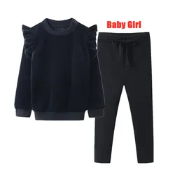 AS Velour Collection: Family Matching Clothes for Kids - Autumn Edition (Black baby girl set)