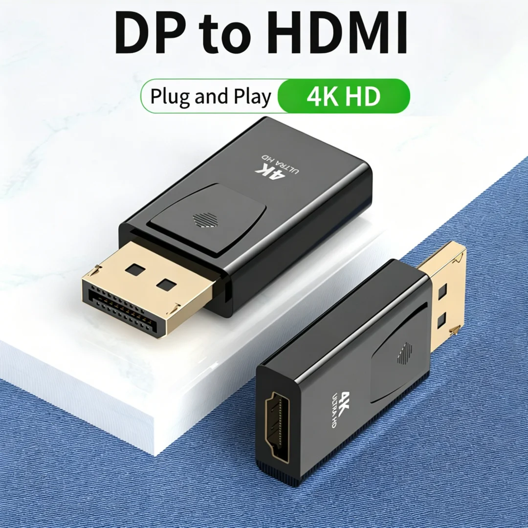 DisplayPort-HDMI 4K 울트라 HD 비디오 어댑터 안정적인 신호 전송 노트북 모니터 프로젝터용 소형 변환기 플러그
