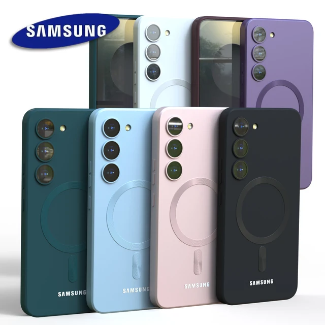 Para Samsung Galaxy S25 Magsafe funda S24 S23 S21 FE S22 Plus A56 A55 A54 A36 A35 A16 A15 funda trasera de teléfono magnético de silicona suave