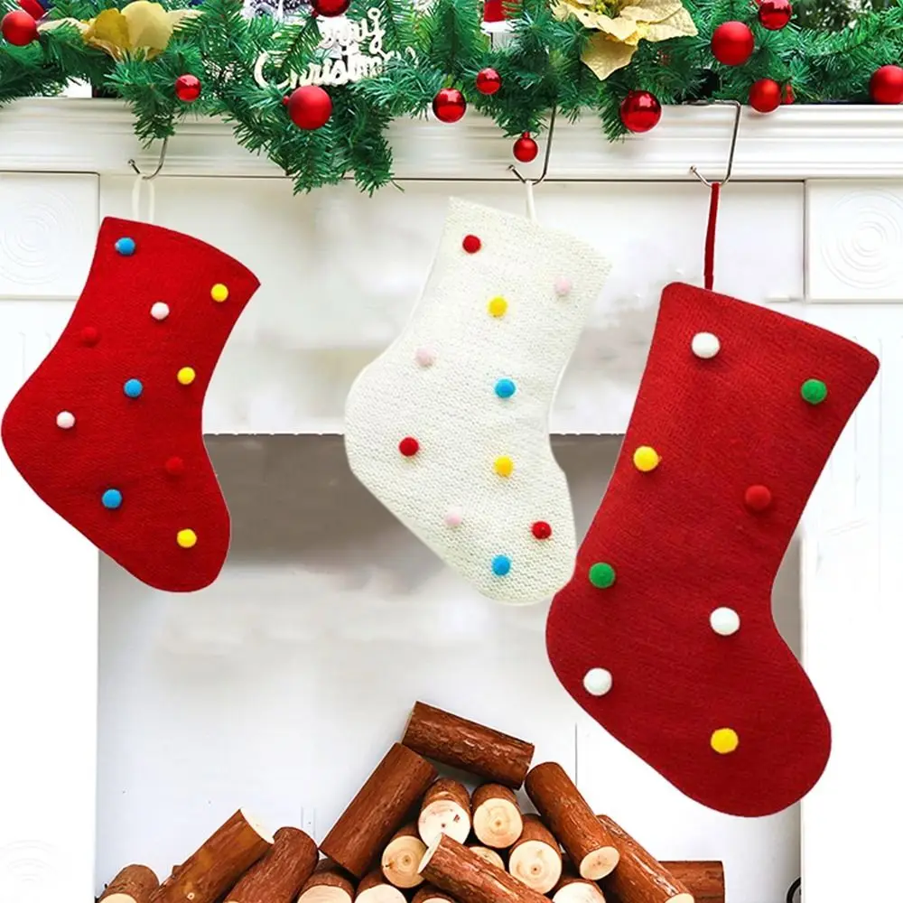 

Красная/белая Фотосумка, трикотажная вместительная Рождественская Фотосумка, подвесные многоразовые подарочные пакеты для конфет