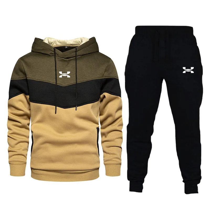 Men's Tracksuit Running Casual Hoodies Sweatpants Two Piece Sets Winter Sports Suit Outdoor Sweatshirt Set Fashion Male Clothing