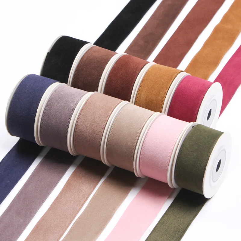 5 Yards/Roll 25 38mm Solid Color Double Face Suede Blank Pressing Velvet Ribbon for DIY Bows for Crafts Clothing Accessories ribbon decoration ribbon supplies velvet ribbon sewing ribbon