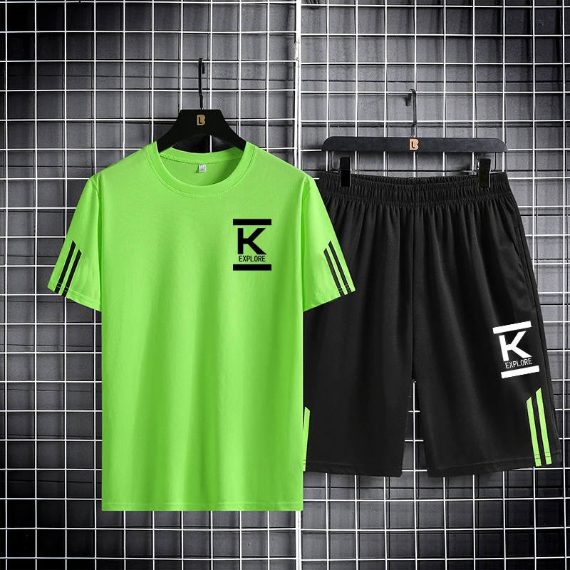 بدلة رياضية رجالية عصرية وعصرية بأكمام قصيرة سريعة...