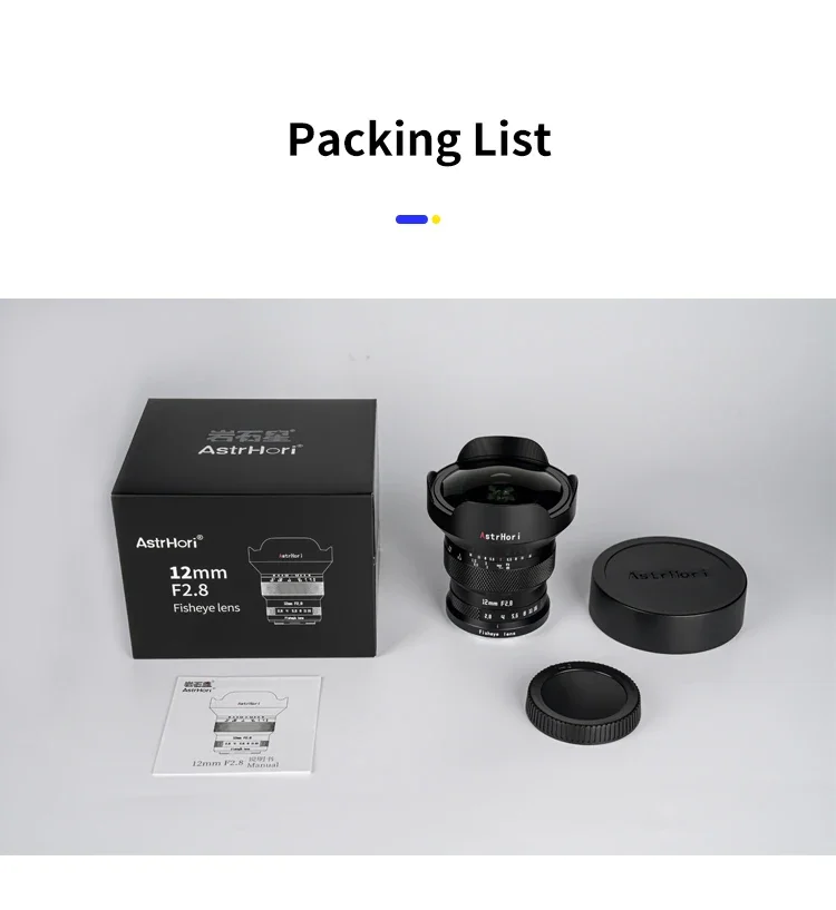 AstrHori MF 12mm F2.8 Full Frame Camera Lens 185° Ultra Wide Angle Manual Fishey