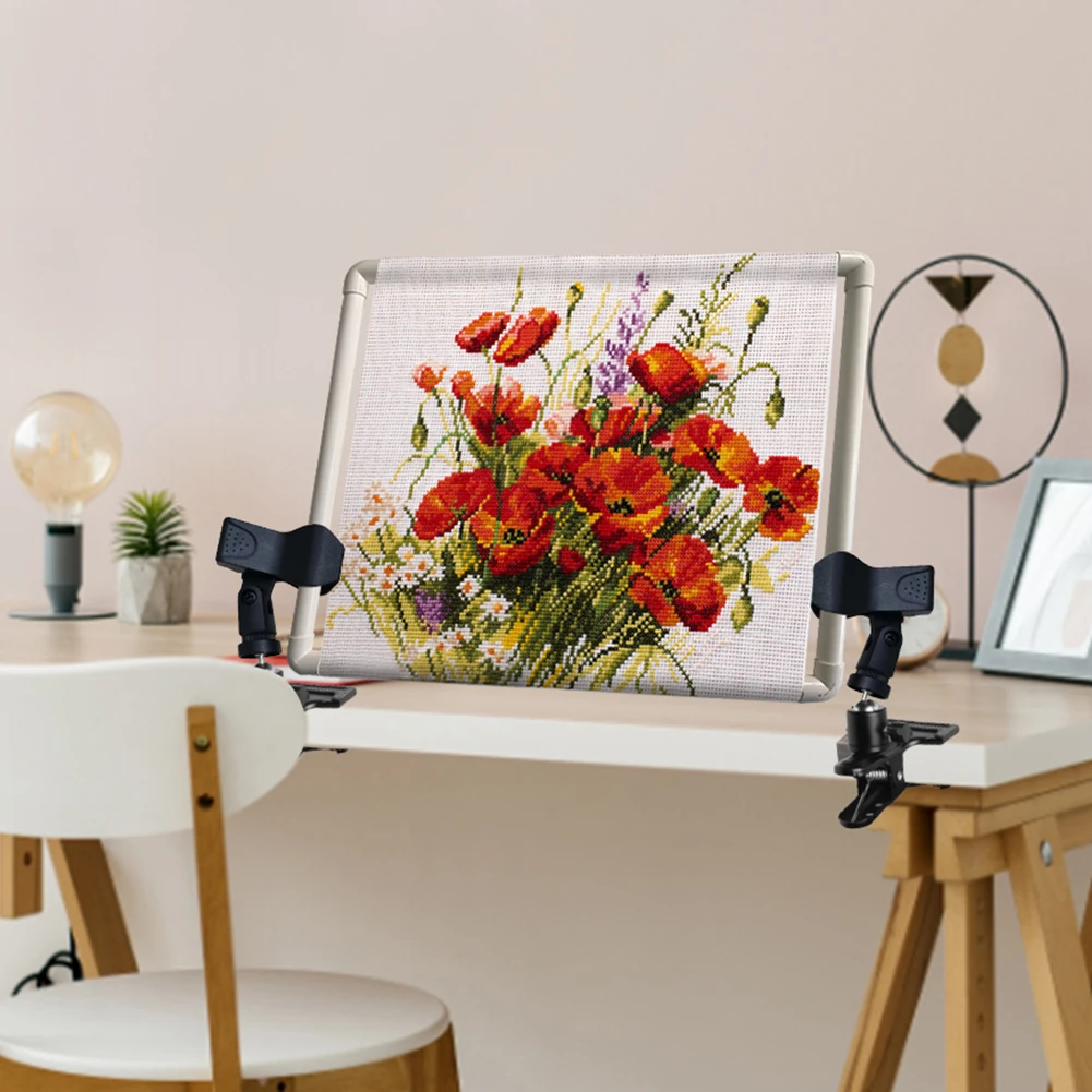 1 Pair Cross Stitch Clip Clamp Adjustable Table Edge Embroidery Clip 360 Rotation Clip-On Desk Stand Metal for Camera Tripod