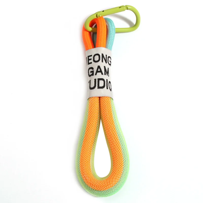 Iridescent Braid Rope Keychain with Carabiner Clip and Key Ring Accessory