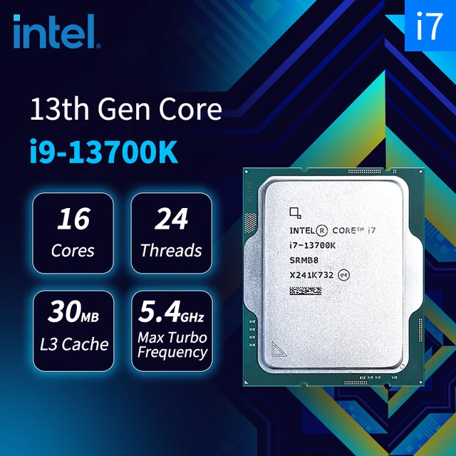 Processador Intel Core i7 13700K 3.4GHz (5.4GHz Turbo), 13ª Geração,  16-Core 24-Threads