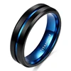 Tigrade Titanium Ring 6mm 8mm 10mm Black Blue Centre Groove Wedding Band Comfort Fit Matte for Men Women 2
