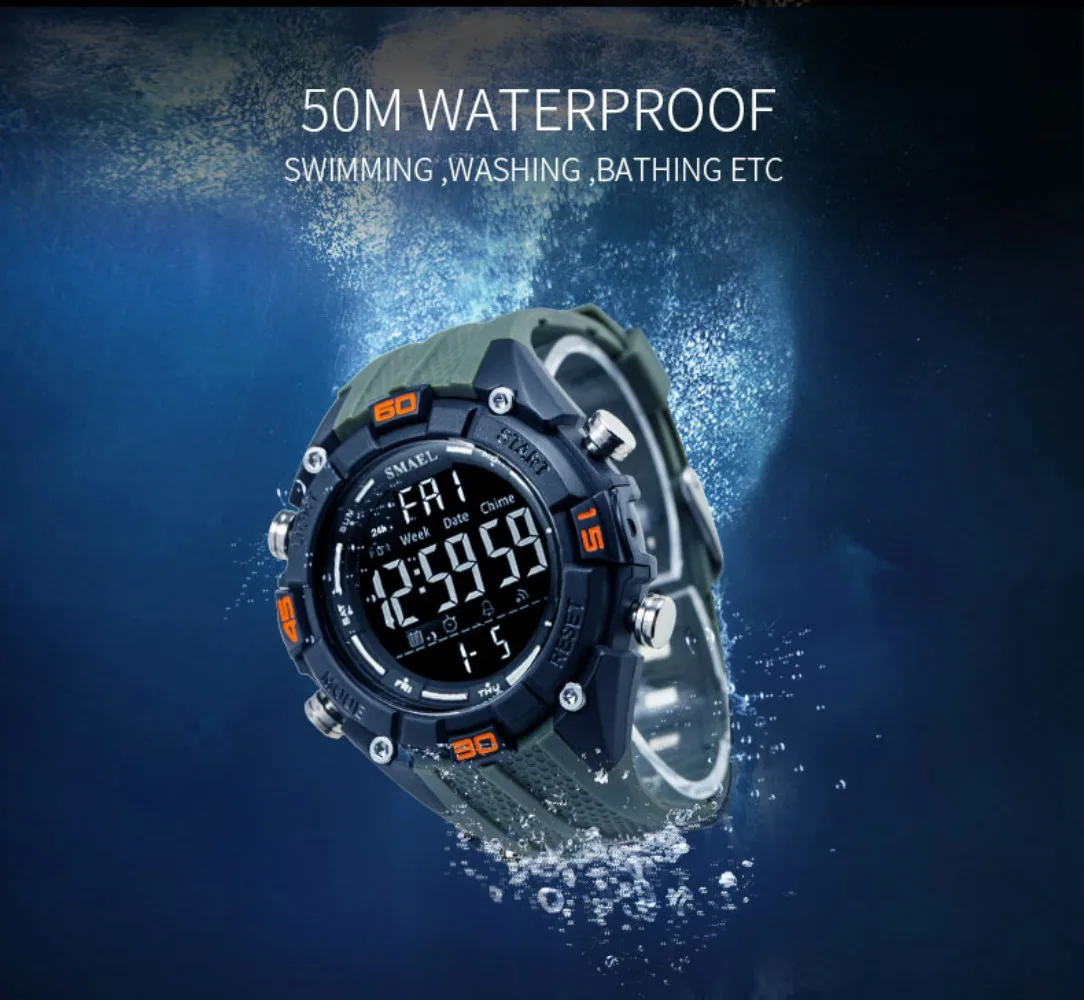 2024 Men Watch New Digital Watch Multi-functional Glow-in-the-dark Waterproof Trend Student Watch Functional Electronic Watches