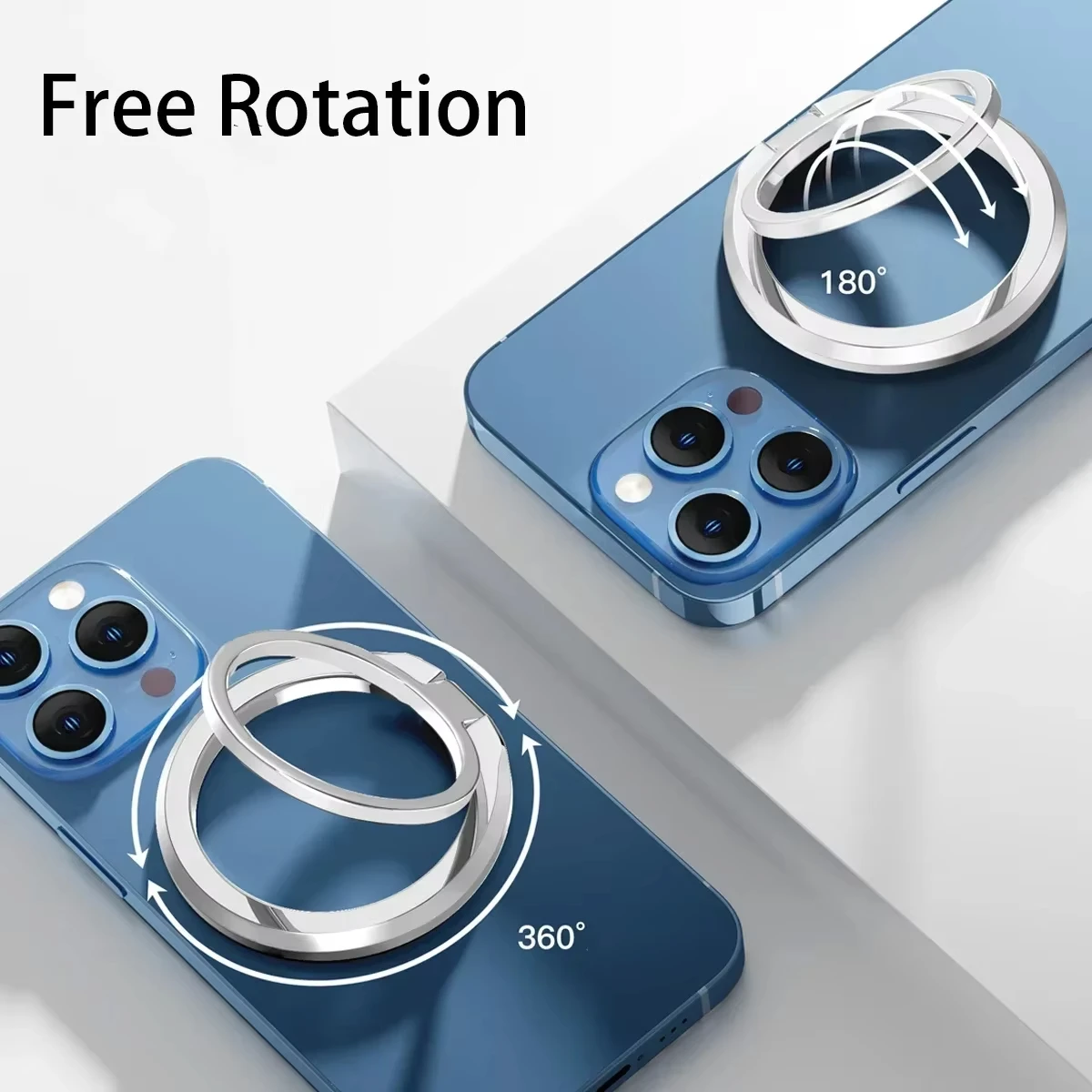 Magnetic 360° Rotating Foldable Metal Phone Ring Holder with Strong Grip