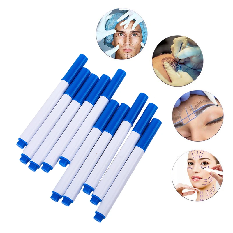 10Pcs Surgical Skin Marker Eyebrow Tattoo Pen Eye Brow Pencil Microblading Permanent Art Makeup Accesories