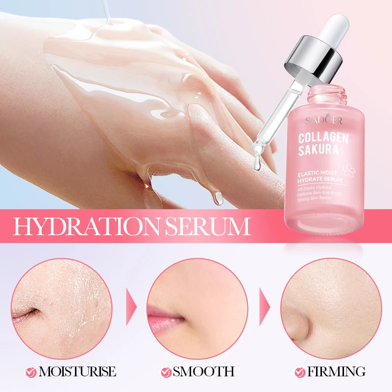 30/100ml SADOER Sakura Facial Serum Anti Wrinkles Anti-aging Hydrating Whitening Face Essence Facial Skin Care Products