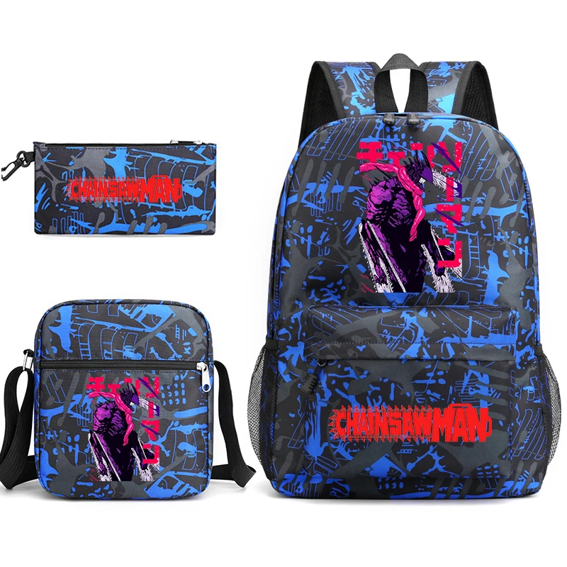 Chainsaw Man Anime School Bag Set for Teens Kids Include Backpack Shoulder Bag Pencil Case Lightweight Daypack 1