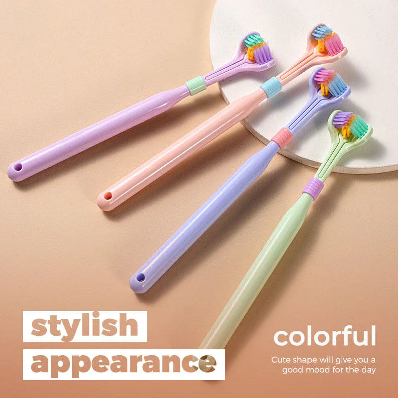 

360 Degree Three-sided Soft Bristle Toothbrush Oral Care Safety Toothbrush Teeth Deep Cleaning Portable Travel Dental Oral Care