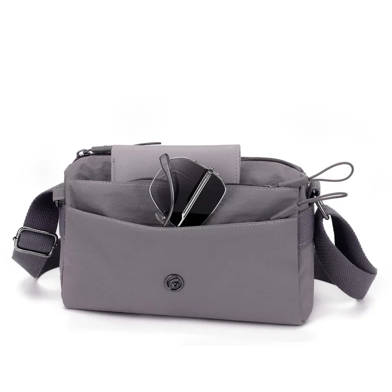 Thickened Four Layer Zipper Pouch Cross Body Bags, Ladies Single Shoulder Bag, Lightweight Nylon Fabric Small Square Bag Purses