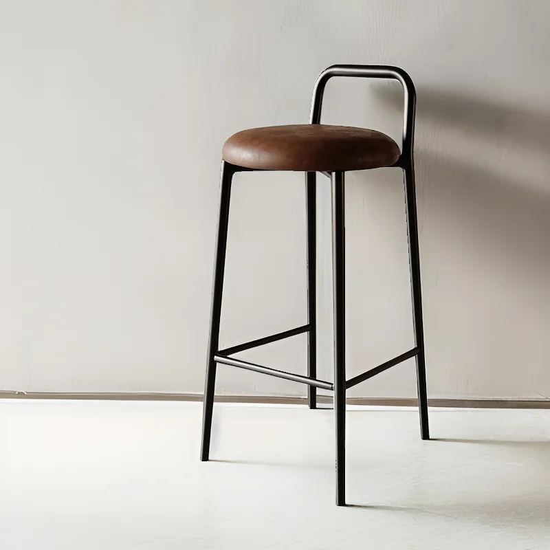 Modern Round Bar Stool Stackable High-Tall Chair Minimalist Counter Stool for Cashier Desk Stylish Pub Stools for Kitchen or Bar