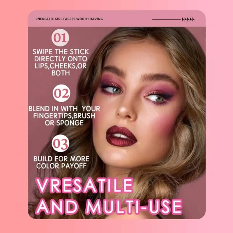 Powder Blusher Easy To Color 3D Natural Bare Lips Cheeks Combined Brighten Moisturize Facial Powder Blusher 3