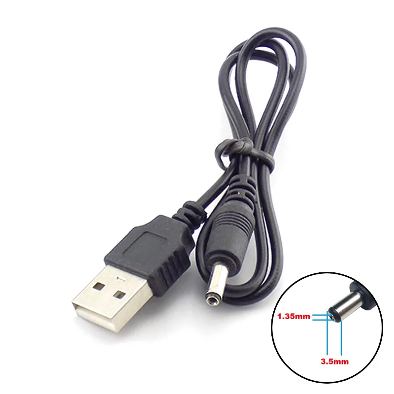 Battery Charger 5V USB to DC Power Supply Cable 3.5mmx1.35mm Charger for Rechargeable 18650 Battery for Torch Headlamp Flashlight