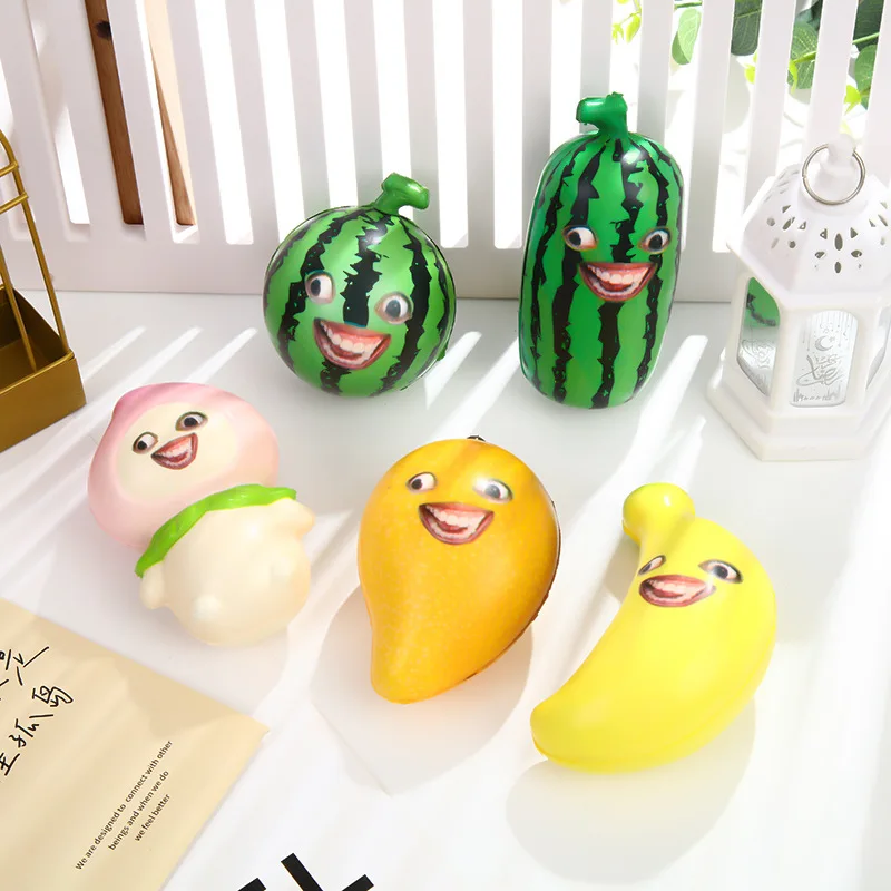 

Funny Spoof Simulation Fruit Series PU Slow Rebound Toys Kids Adults Angry Venting Decompress Toys Fun Pinch Music Fidget Toys
