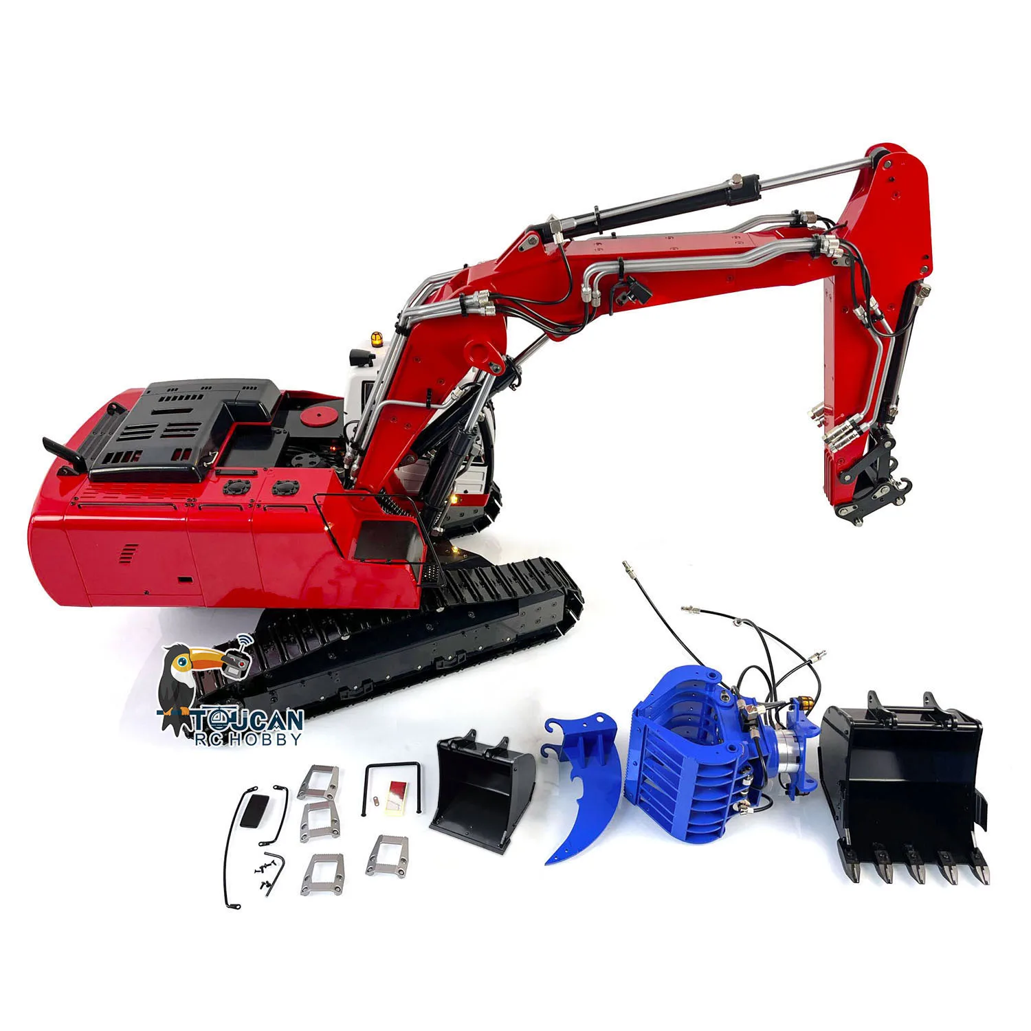 Toys 1/14 Hydraulic RC Excavator 946 3 Arms Tracked Remote Control Earth Digger Painted Finished Model Grab for Boys 5