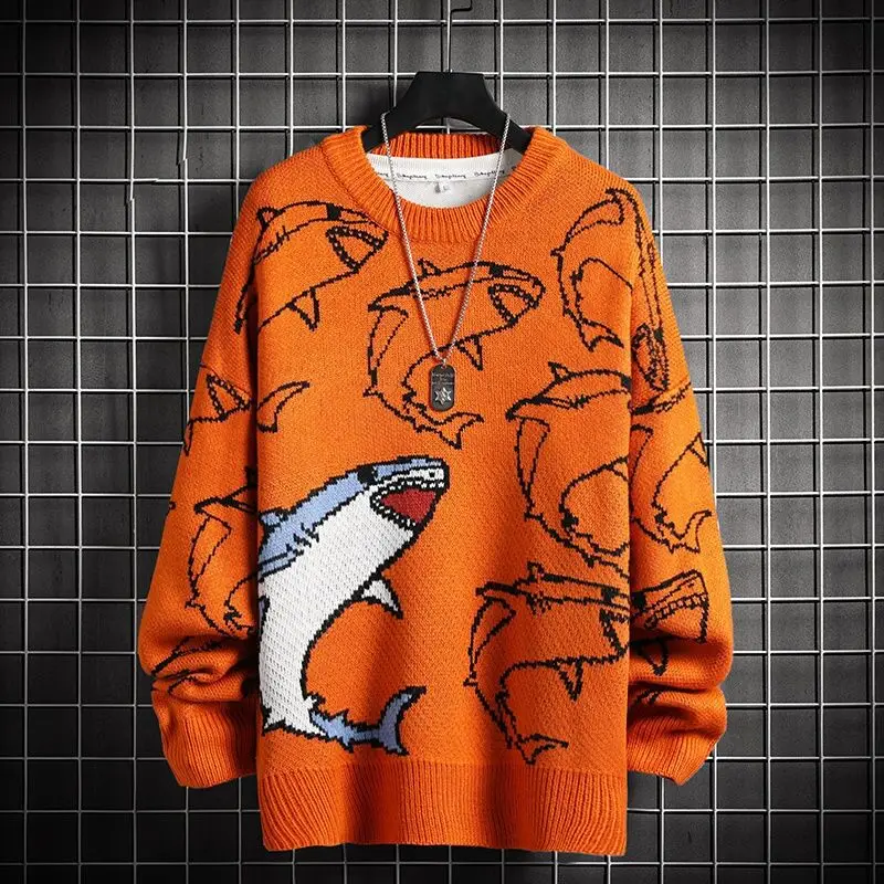 Pullover Men's Women's Winter Warm Round Neck 2023 Knit Pullover Harajuku Anime Undershirt Aesthetic Design Y2k Clothes Shark
