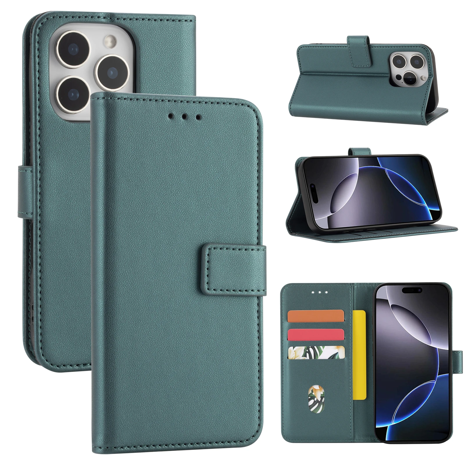 Elegant Faux Leather Flip Wallet Phone Case with Card Slot – Simple & Stylish Protective Cover