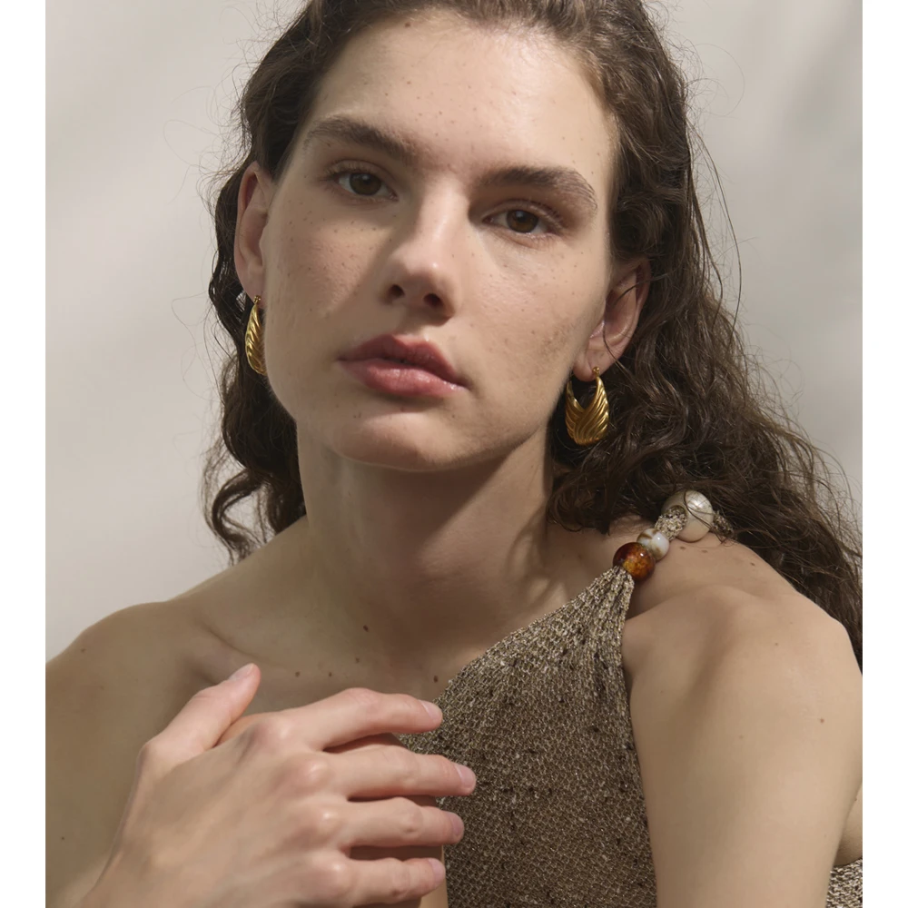 Yhpup Earrings Stainless Steel 18K Golden Plated