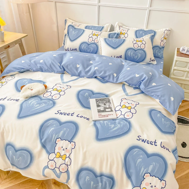 King Size Bear Bedding Set With Quilt Cover Flat Sheet Pillowcase Kids