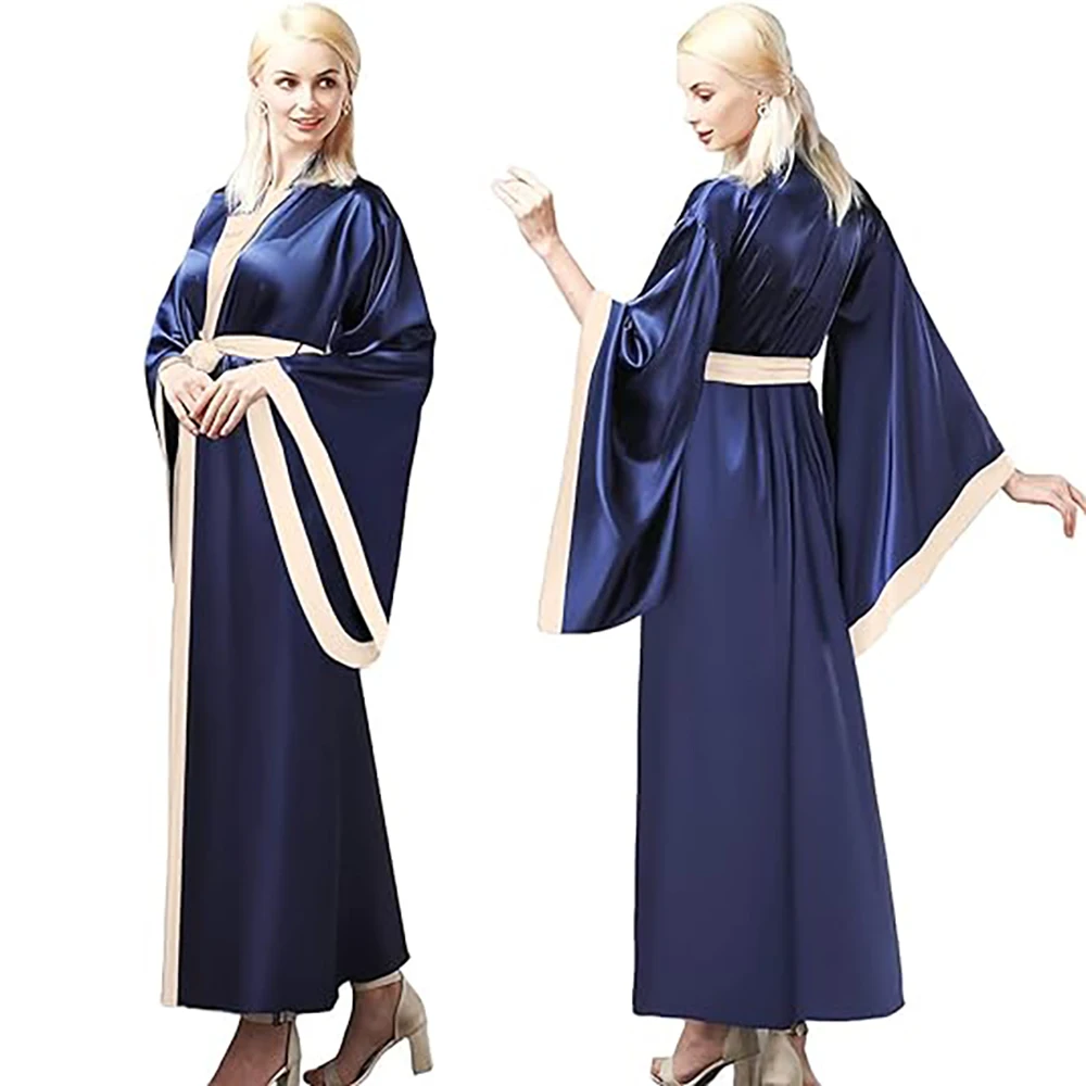 

Bath Robes Women's Silk Kimono Long Satin Bridesmaid Wedding Sleepwear Beach Blouses Bikini Cover Up Plus Size Real Image