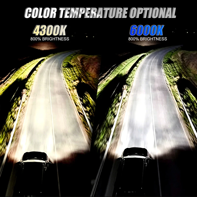 2개입 H7 H11 H4 LED 헤드라이트 안개등 H8 H9 자동차 LED 전구 4300K 6000K 색상 16개 CSP 1:1 미니 다이오드 자동차 키트 램프 12V