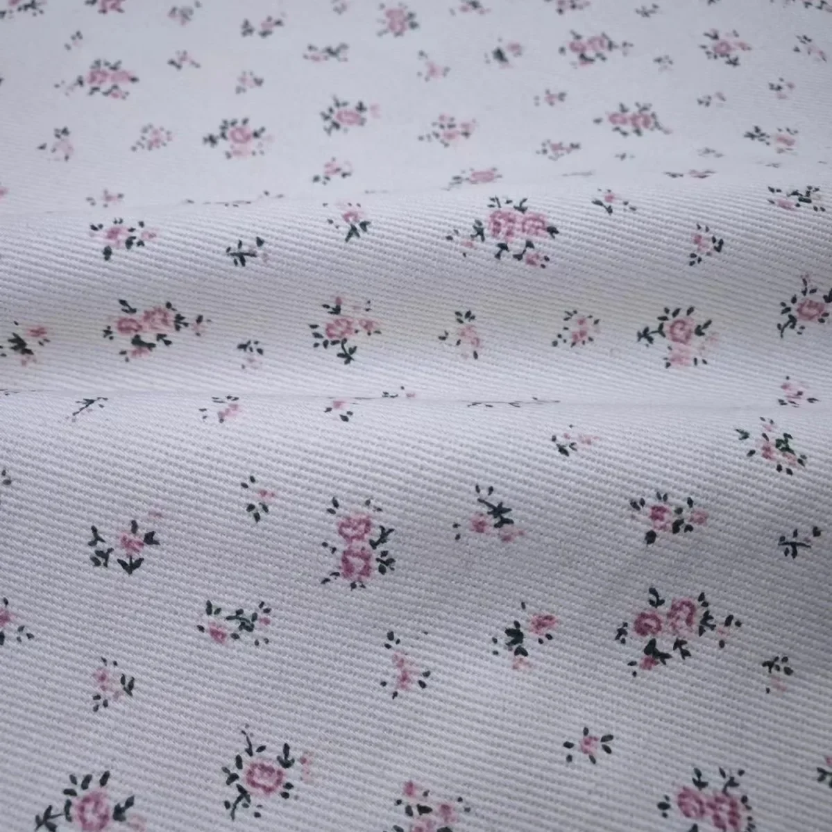Small Floral Print Denim Fabric Washed Clothing Material for Pants Skirts Coats Bags Shoes Hats Kids Children Baby Accessories