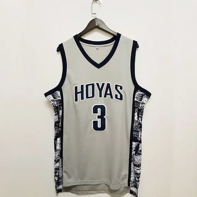 Camiseta de baloncesto para hombre, camiseta 3 Iverson Georgetown Hoyas, ropa deportiva atlética bordada, ropa deportiva transpirable de hip hop de alta calidad