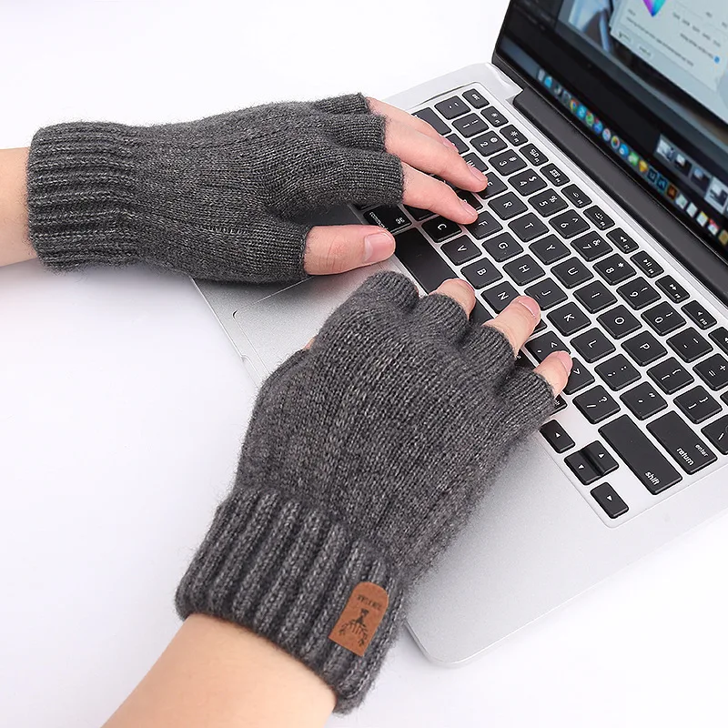 Half Finger Warm Gloves for Men Women Winter
