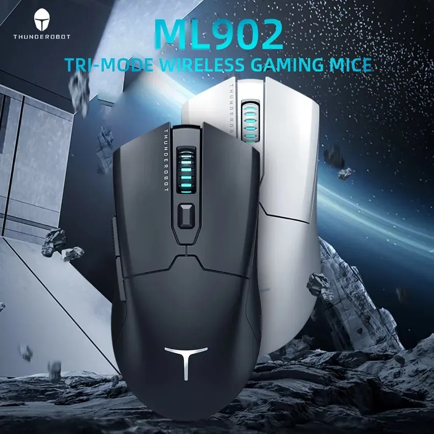Thunderobot ML602 Wireless Gaming Mouse PAW3395 26000DPI 650IPS 64g Lightweight Symmetrical Form Tri-mode For Laptop PC Gamer