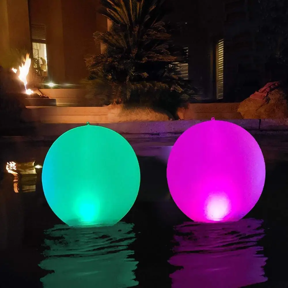 

Glowing Ball Funny Inflatable Luminous Ball PVC Remote Control LED Ball Decorative Beach Ball for Outdoor Swimming Pool Out S4L6