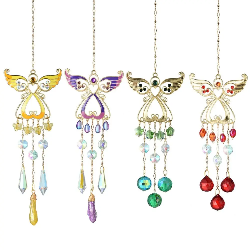 Garden Decoration Crystal Wind Chimes Rotating Creative Light Collection Pendant Exquisite Hanging Wind Spinner Door