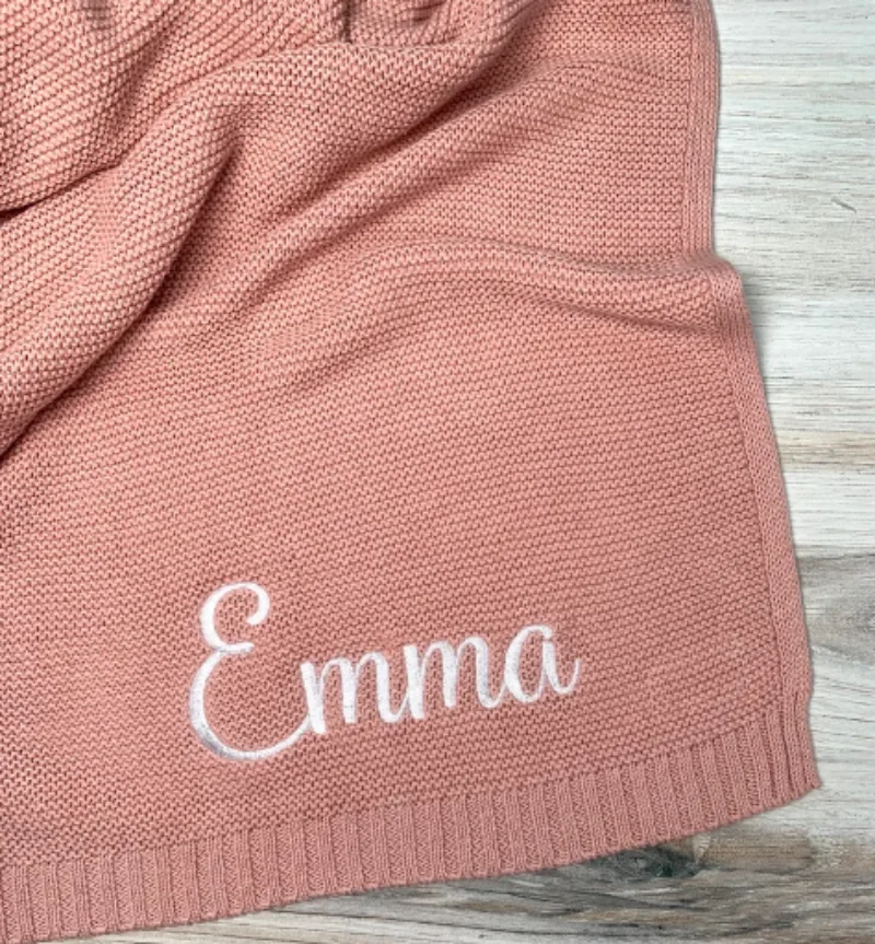 Coperta per bebè ricamata, coperta per bebè personalizzata, coperta con nome personalizzato in maglia di cotone morbido accogliente, regalo per bambini, regalo per neonati