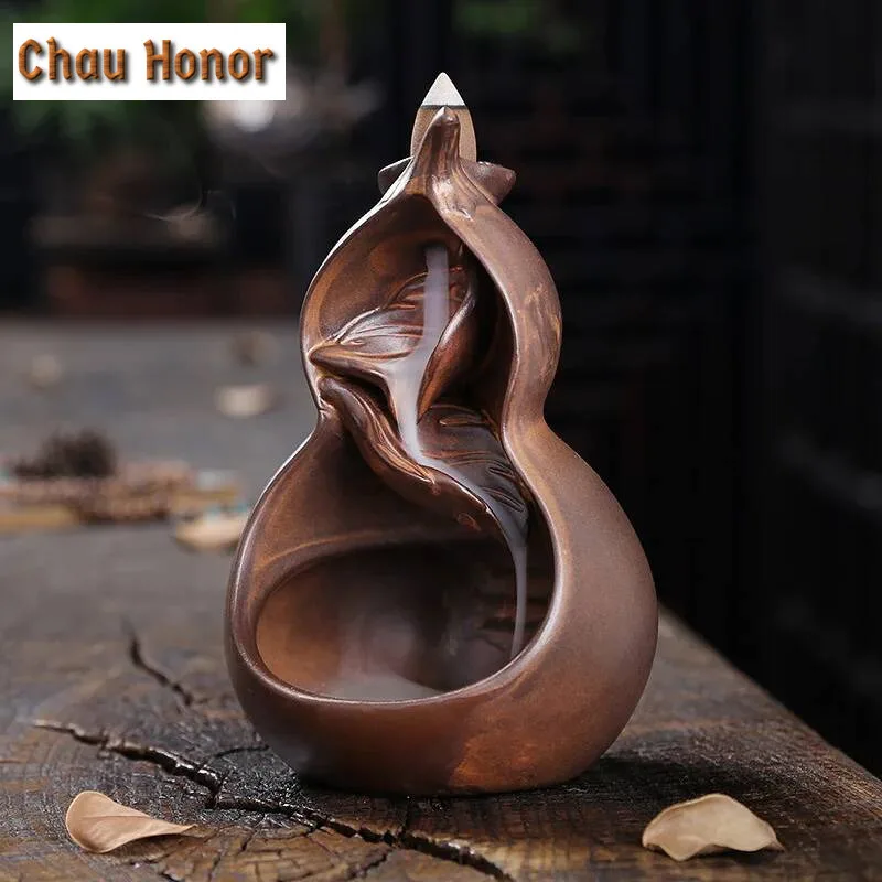 Backflow Incense Burners Ceramic Aromatherapy Furnace Gourd Smell Aromatic Home Office Incense Road Crafts Tower Incense Holder