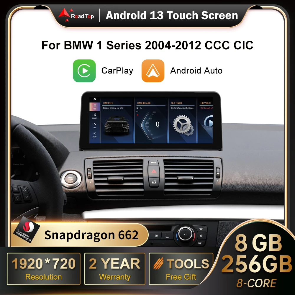 

Android 13 RoadTop 8G Дисплей для BMW серии 1 E81 E82 E87 E88 CCC CIC 2004-2012 с GPS-навигацией, Wi-Fi, стерео, мультимедиа