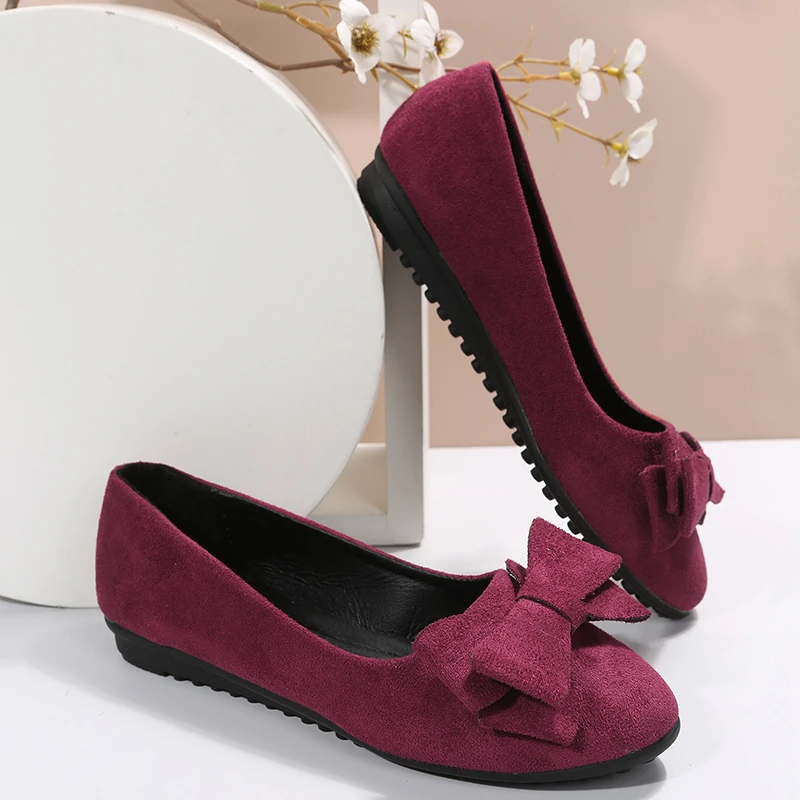 Women's Shoes on Sale Elegant Bow Women's Flats Shallow Mouth Round Toe Flat Shoes for Women Casual Slip on Female