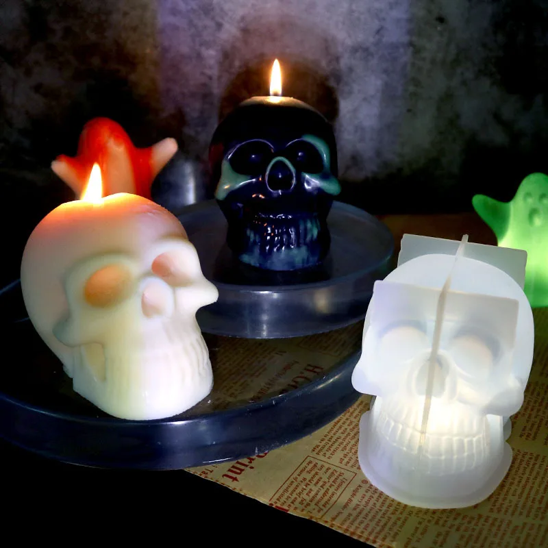 3D Skull Candle Silicone Mold For DIY Aromatherapy Making Plaster Resin Craft Silicone Mold Candle Molds Art Craft Home Decor aromatherapy bottle silicone mold lotion bottle soap dispenser resin mould for diy uv epoxy handmade home decors storage tank