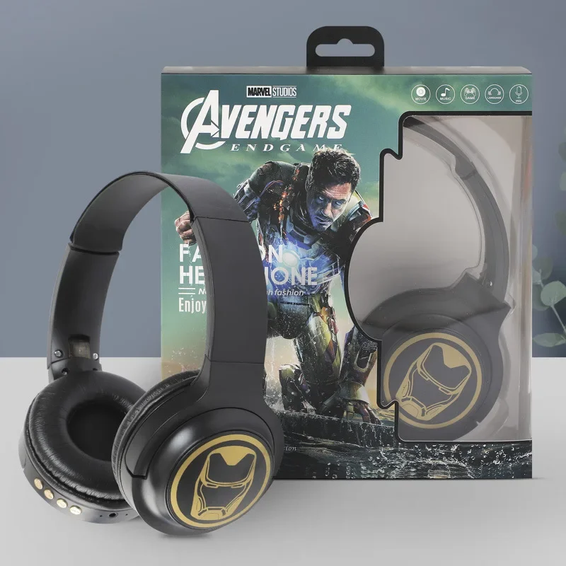 Wireless Headphones Disney Marvel Wireless Bluetooth Headphones HIFI Surround Sound Foldable Laptop Headsets with Mic for Kids Anime Cartoon