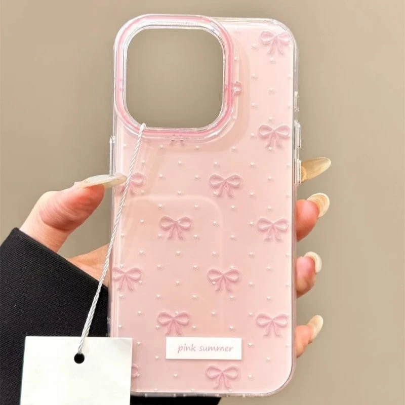 Charming Pink Bowknot Pattern Shockproof Soft Phone Case