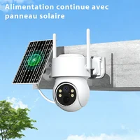WONSDAR – caméra PTZ solaire sans fil, 2 pièces, batterie intégrée, caméra de surveillance vidéo extérieure, longue durée de veille, iCSee 3