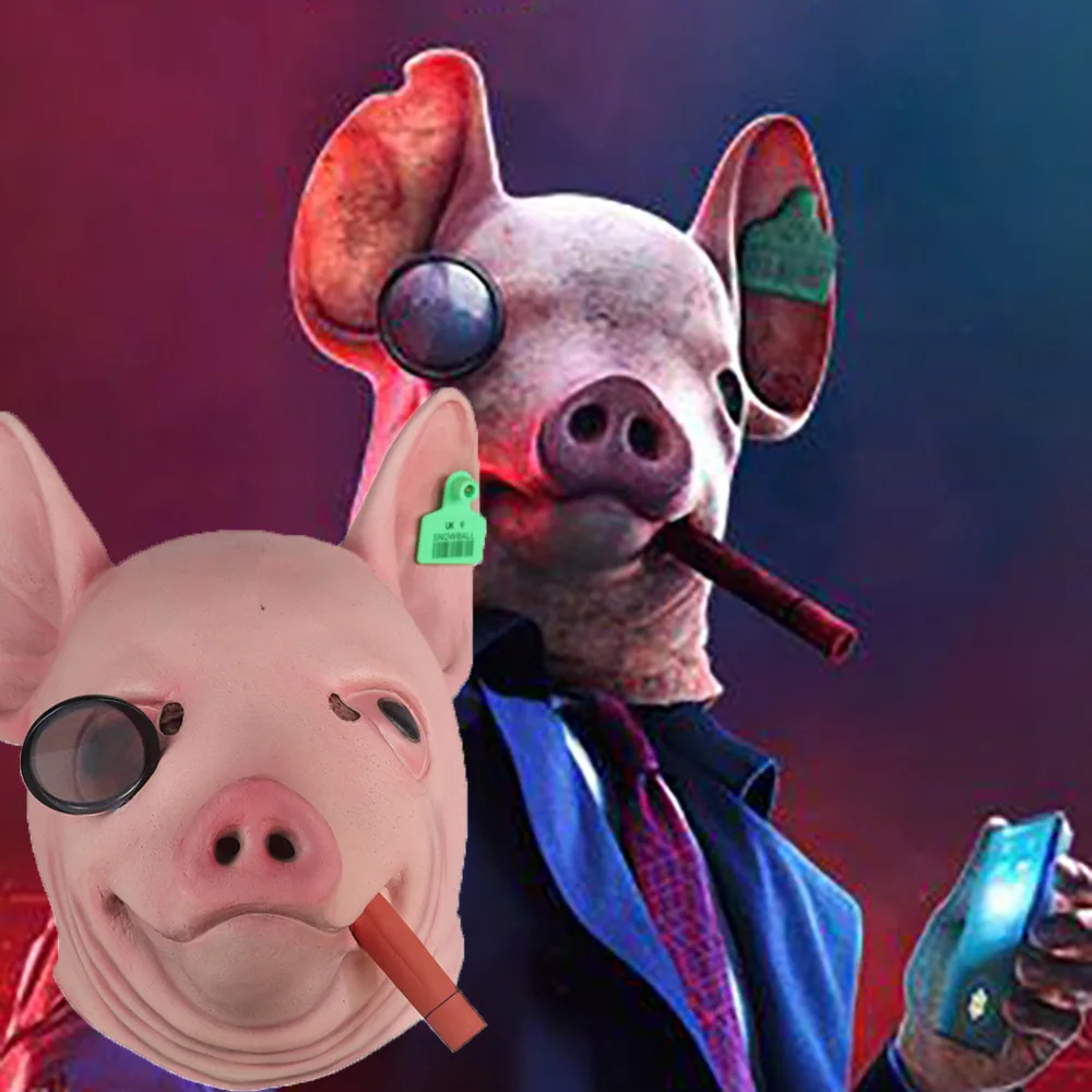 Legion Pig Mask Cosplay Steam Game Watch Dog Animal Latex Helmet Full Face Headwear Halloween Masquerade Party Costume Prop