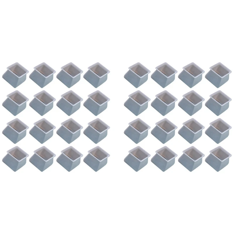 

32Pcs Chair Leg Caps Silicone Floor Protector Square Furniture Table Feet Cover Anti-Slip Bottom Chair Pads-Gray