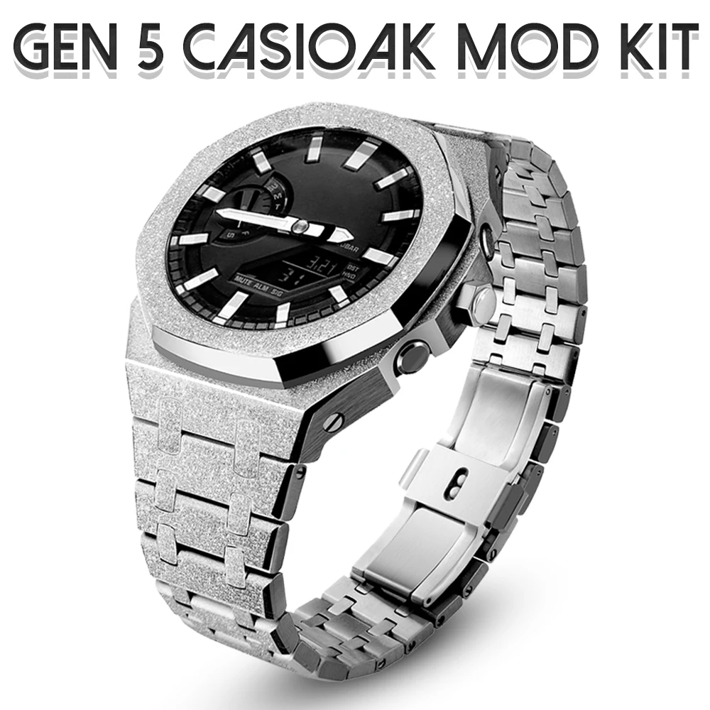 

Роскошный модификационный комплект Gen5 GA-2100 для Casioak GA-2100 Mod, металлическая сталь, Emery, Мерцающая фоторамка, резиновый ремешок, аксессуары