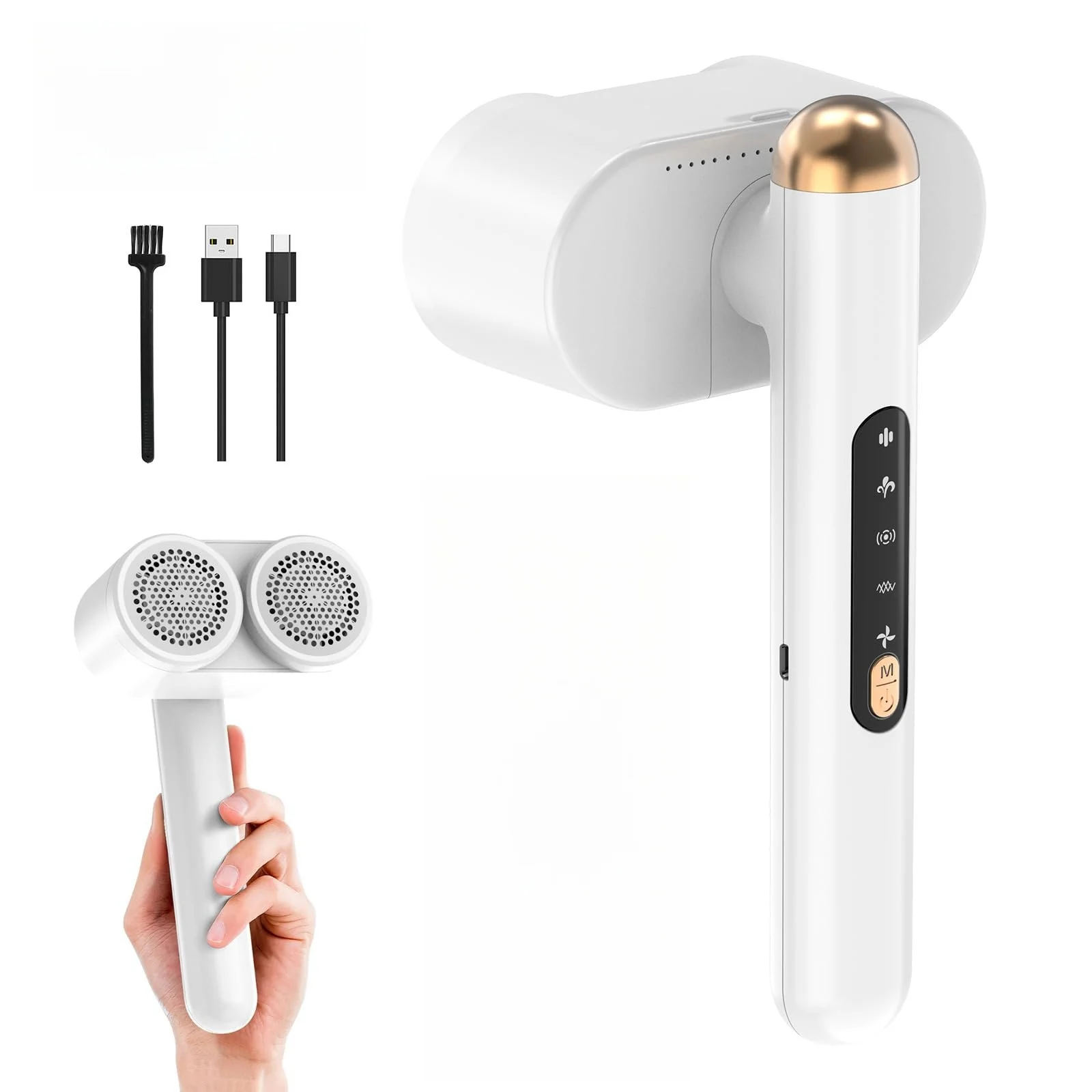 Golarka do tkanin z akumulatorem i podwójną głowicą do usuwania włosów Tryb 4-biegowy Obrotowy uchwyt Przenośny bezprzewodowy zmywacz Odpowiedni sweter Zasłona